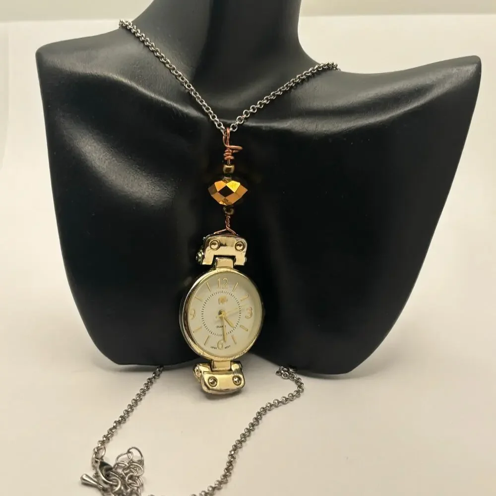 Silver & Copper Elephant Watch Pendant